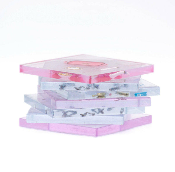 Acrylic Tinted Dollhouse Toy Coaster Set.