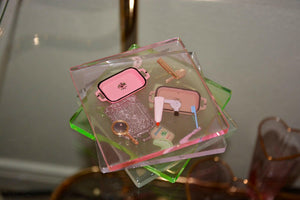 Acrylic Tinted Dollhouse Toy Coaster Set.