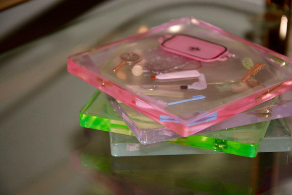 Acrylic Tinted Dollhouse Toy Coaster Set.