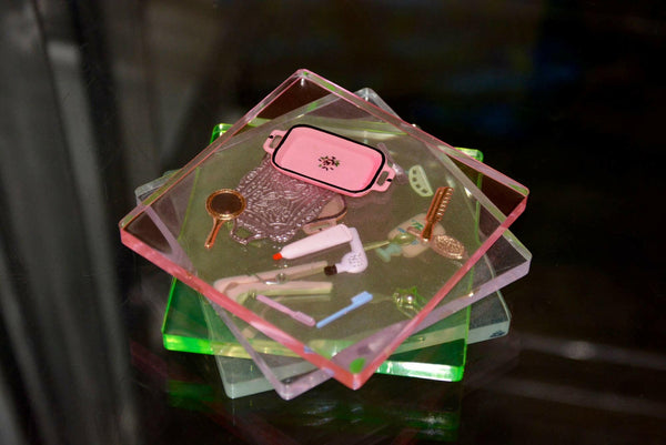 Acrylic Tinted Dollhouse Toy Coaster Set.