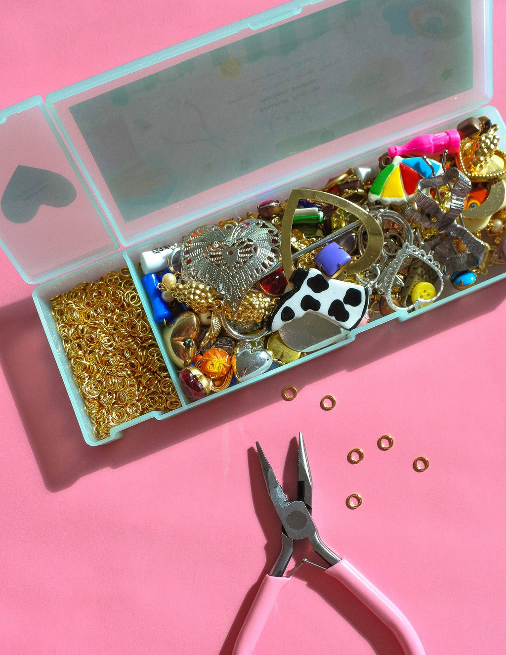 Deadstock & Vintage Assorted Charms in Pink Organizer Case *mystery craft bundle* by Haricot Vert