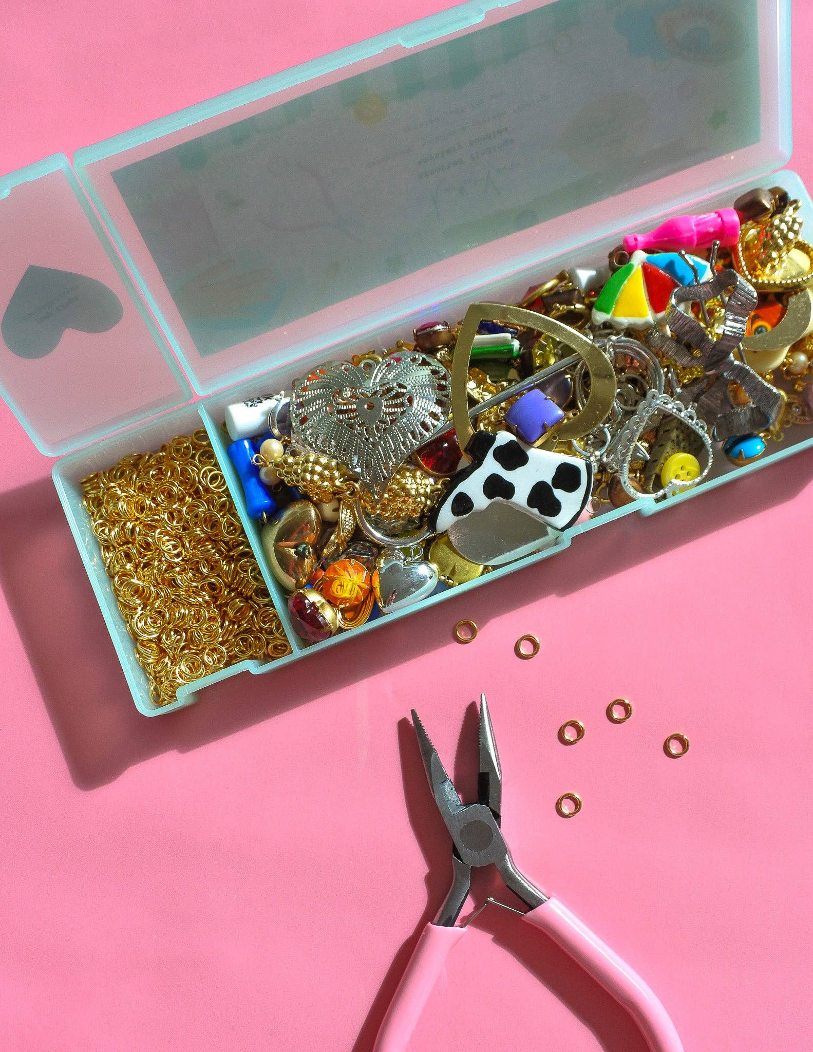 Deadstock & Vintage Assorted Charms in Pink Organizer Case *mystery craft bundle* by Haricot Vert