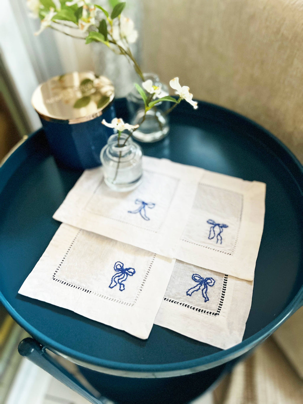 DIY Ribbon Bow Napkins Embroidery Kit