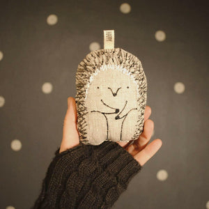 Limited Edition Handmade Linen Hedgehog Ornament.