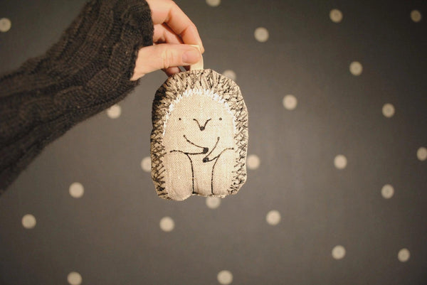 Limited Edition Handmade Linen Hedgehog Ornament.