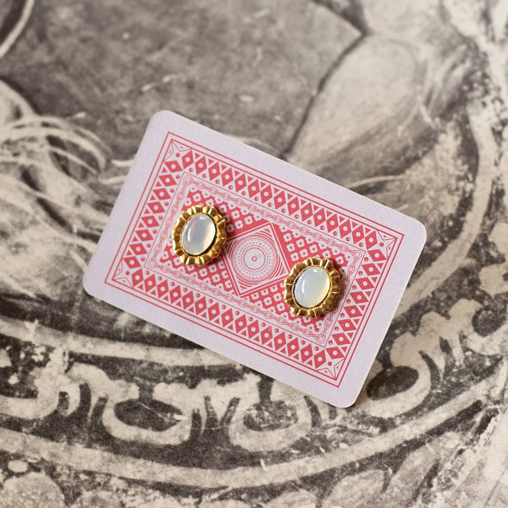Vintage Moonstone Stud Earrings by Kindred Objects