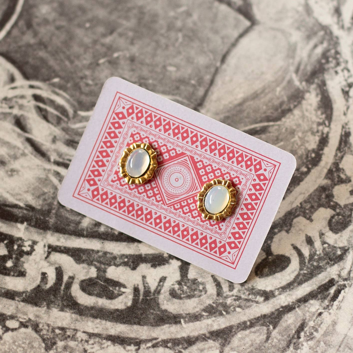 Vintage Moonstone Stud Earrings by Kindred Objects