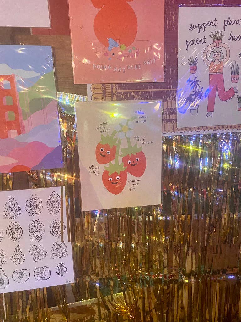 Self Care Strawberries Print by The Peach Fuzz