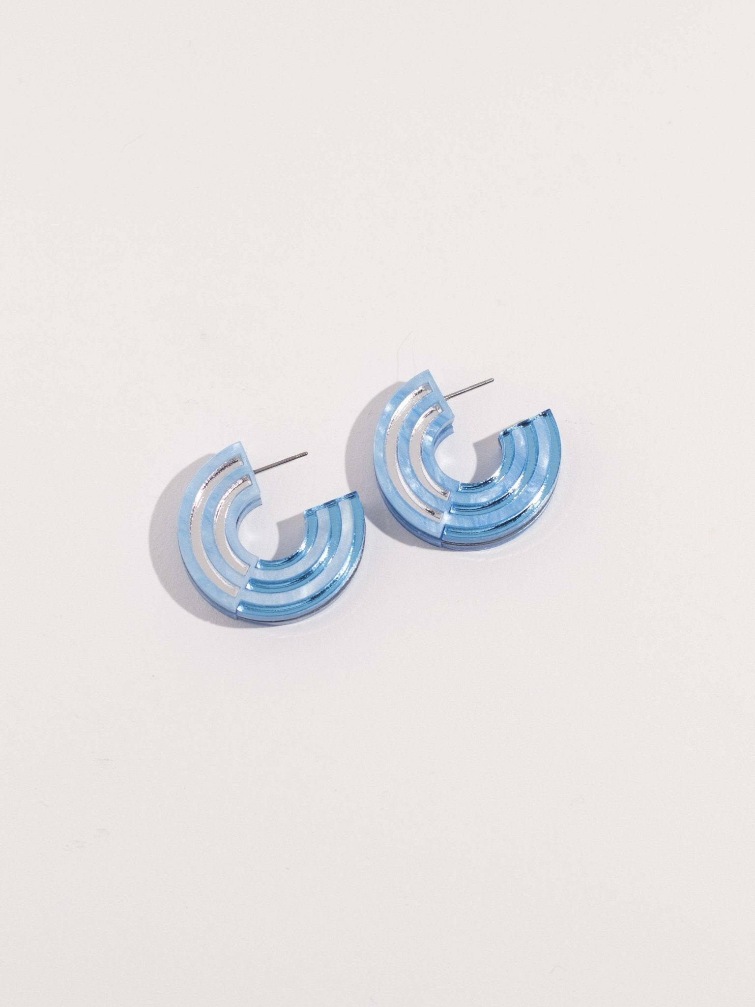 Blue Acrylic Chunky Hoop Statement Earrings | Isla Series | 1.25" | Moon-Seed.
