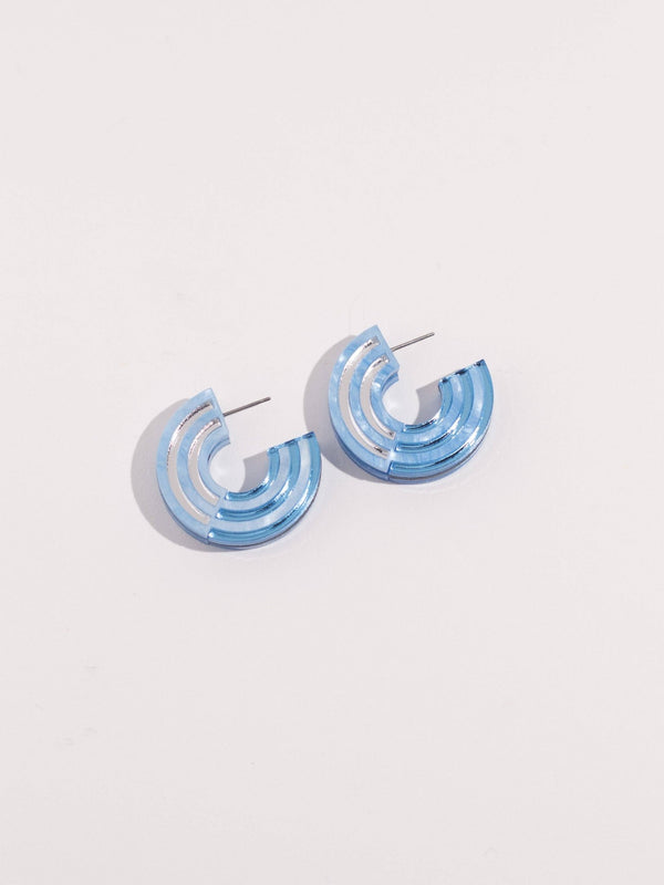 Blue Acrylic Chunky Hoop Statement Earrings | Isla Series | 1.25" | Moon - Seed - Ruby's