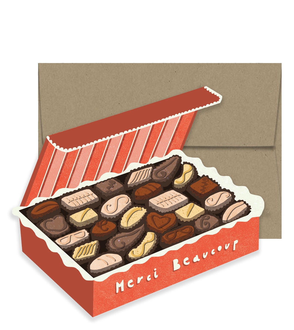 Merci Beacoup! Chocolate Box Thank You Card by Isatopia