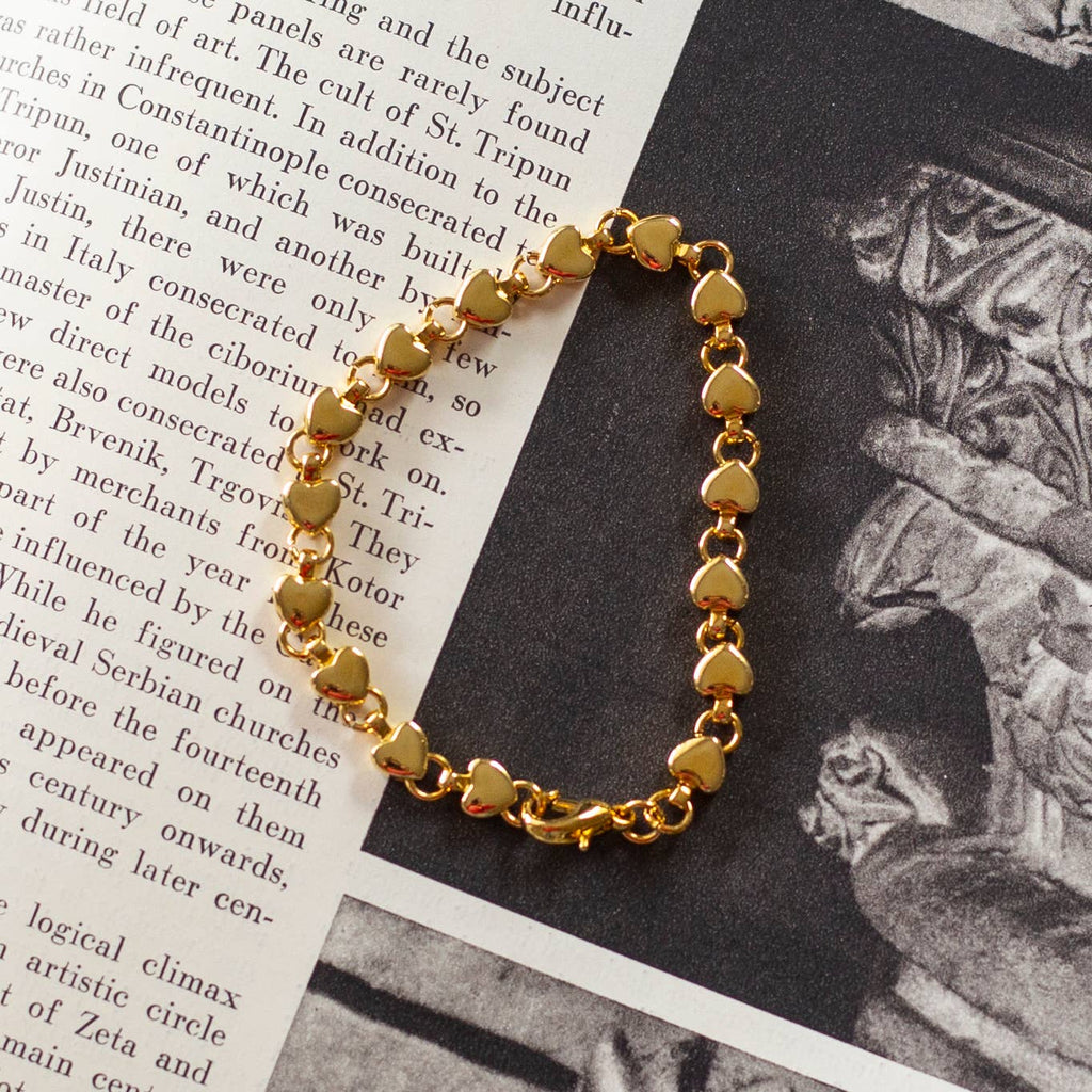 Vintage Gold Heart Chain Bracelet by Kindred Objects