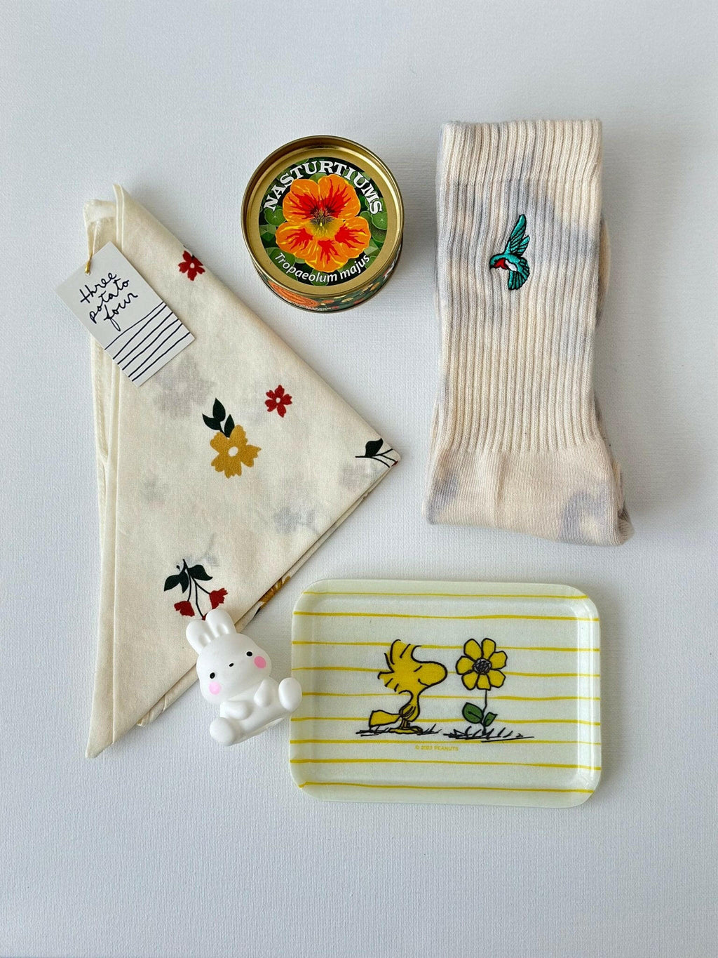 Cottage Floral Bandana by Three Potato Four | Versatile 100% Cotton Accessory | Made in USA | 22" x 22".