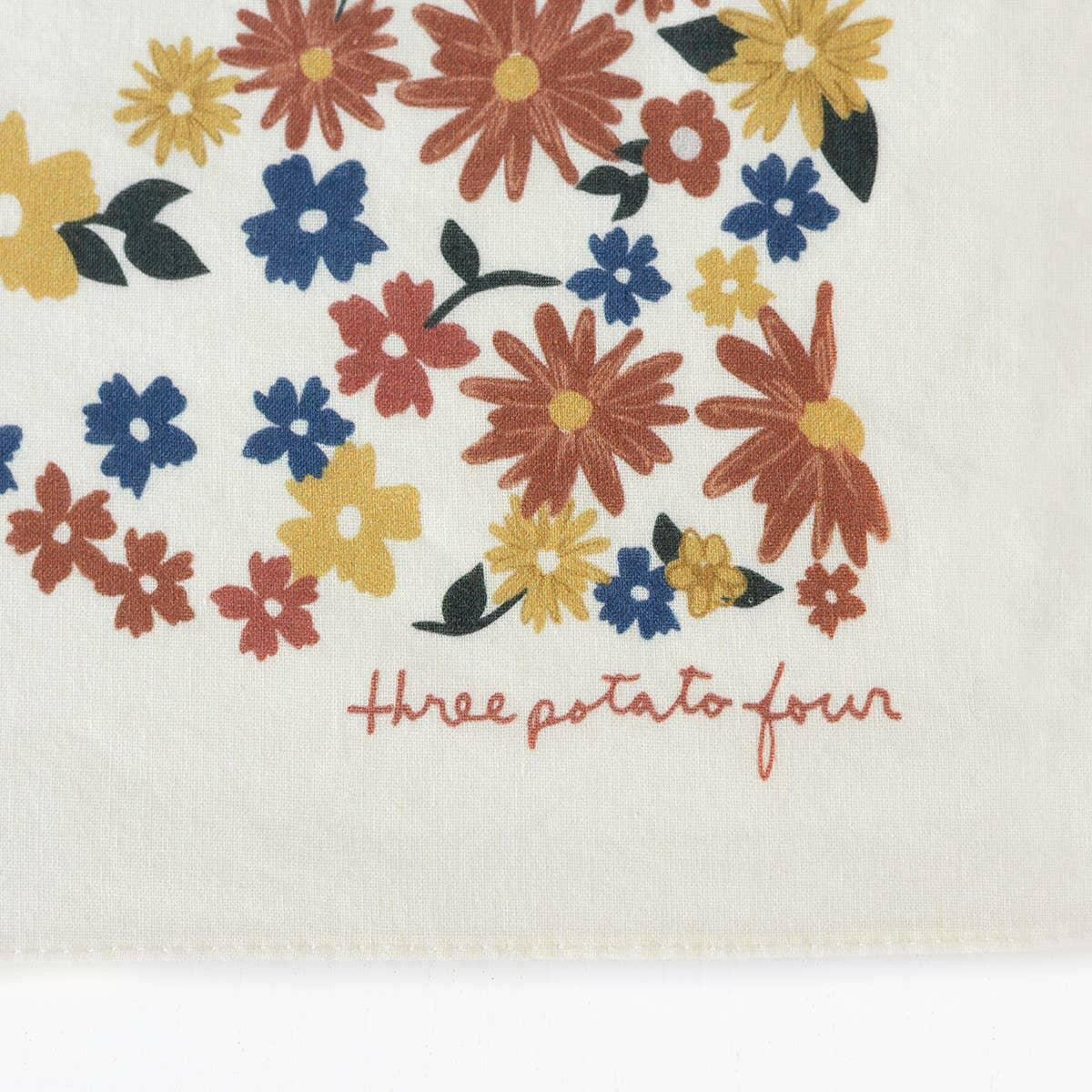 Cottage Floral Bandana by Three Potato Four | Versatile 100% Cotton Accessory | Made in USA | 22" x 22".
