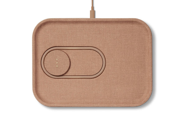 Courant MAG:3 Essentials Linen Wireless Dual Charge Magnetic Tray in Camel.