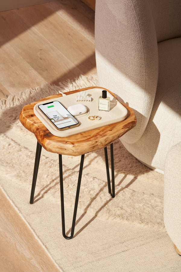 Courant MAG:3 - Essentials Linen Wireless Dual Magnetic Charge Tray in Natural