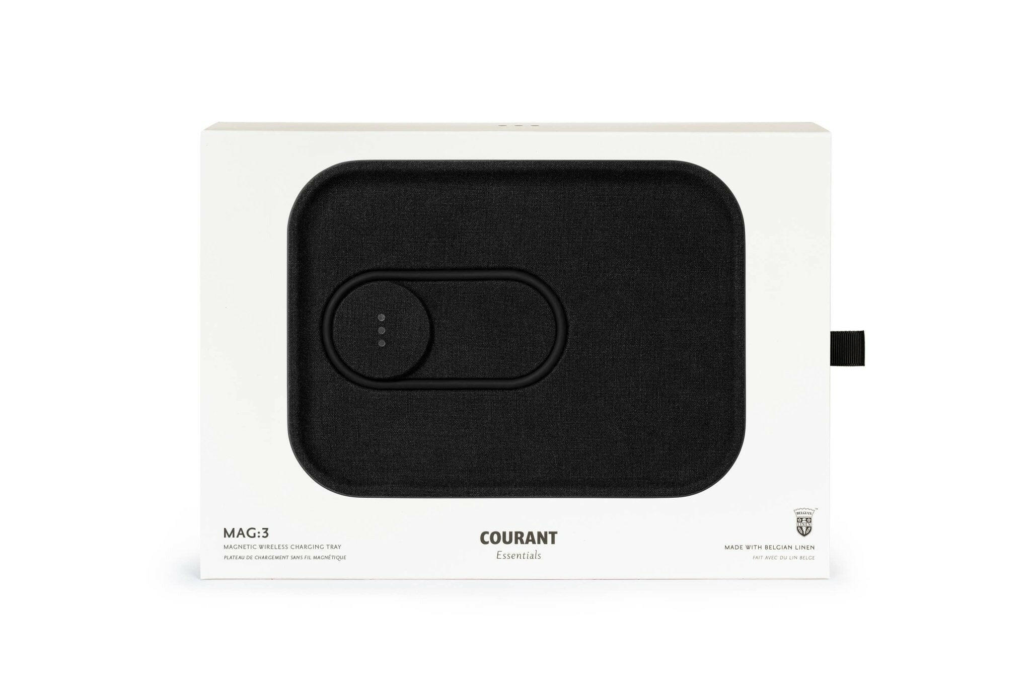 Courant MAG:3 Essentials Linen Wireless Dual Magnetic Charge Tray in Natural.