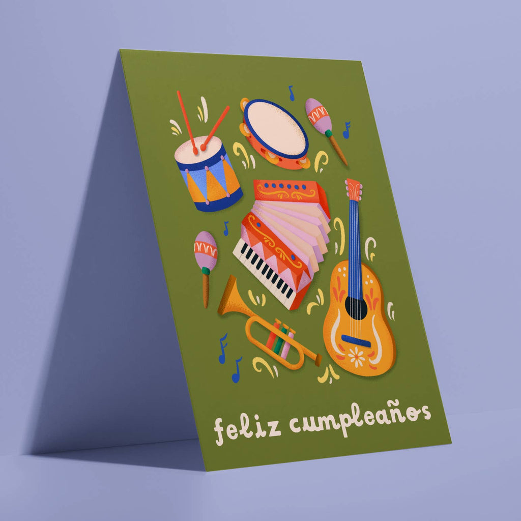 Ana Peake - Mariachi Instruments- Feliz Cumple Birthday Greeting Card