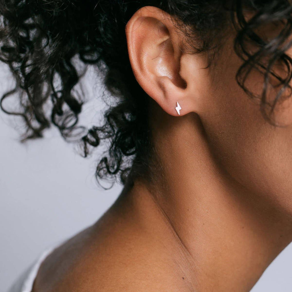 Lightning Bolt Stud Earrings 18K Gold Vermeil | Nickel Free Hypoallergenic