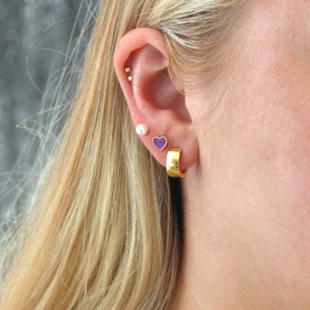 Wide Hinged Huggie Hoop Earrings 12mm Hoops Hinge Closure Nickel Free Hypoallergenic: Sterling Silver