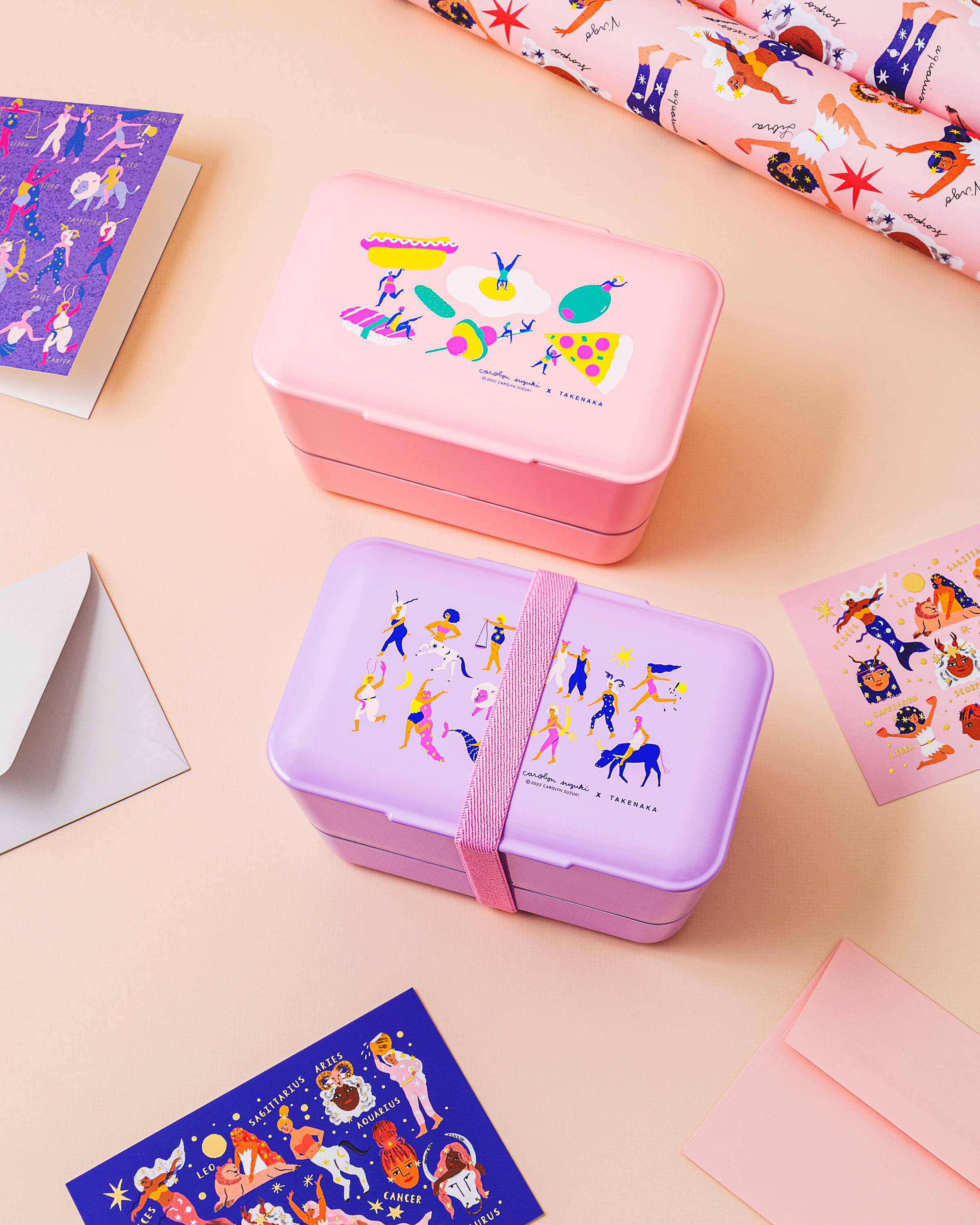 Bento Box by Takenaka x Carolyn Suzuki - Foodie Femme (Pink) or Astro Femme (Purple)