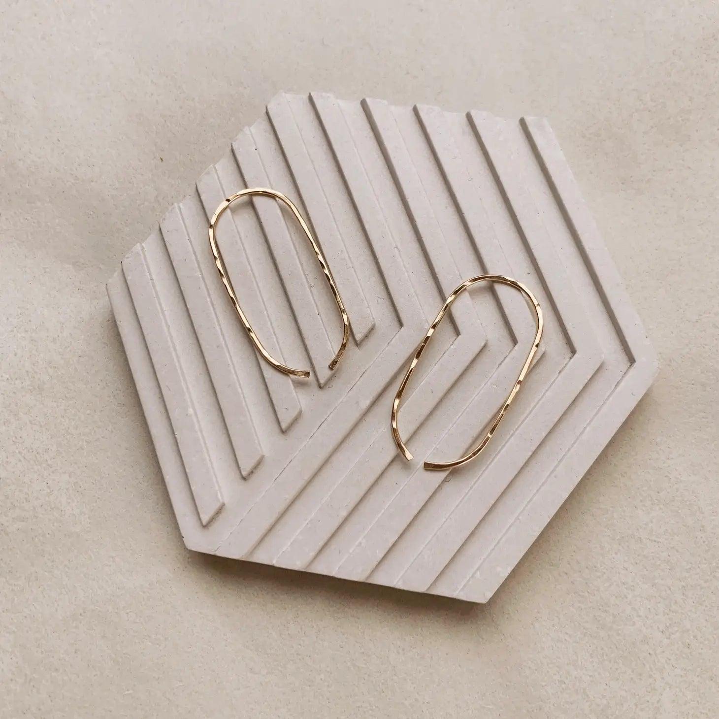 Desert Chic: Handcrafted Hammered Oval Hoop Earrings by Points Jewelry.