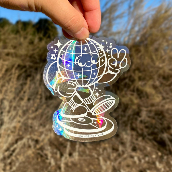 "Disco Baby" Retro Groovy Window Rainbow Suncatcher Sticker.