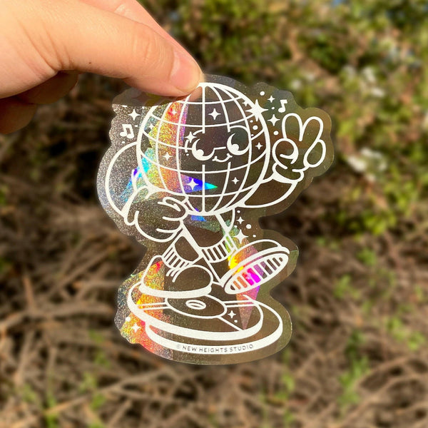 "Disco Baby" Retro Groovy Window Rainbow Suncatcher Sticker.