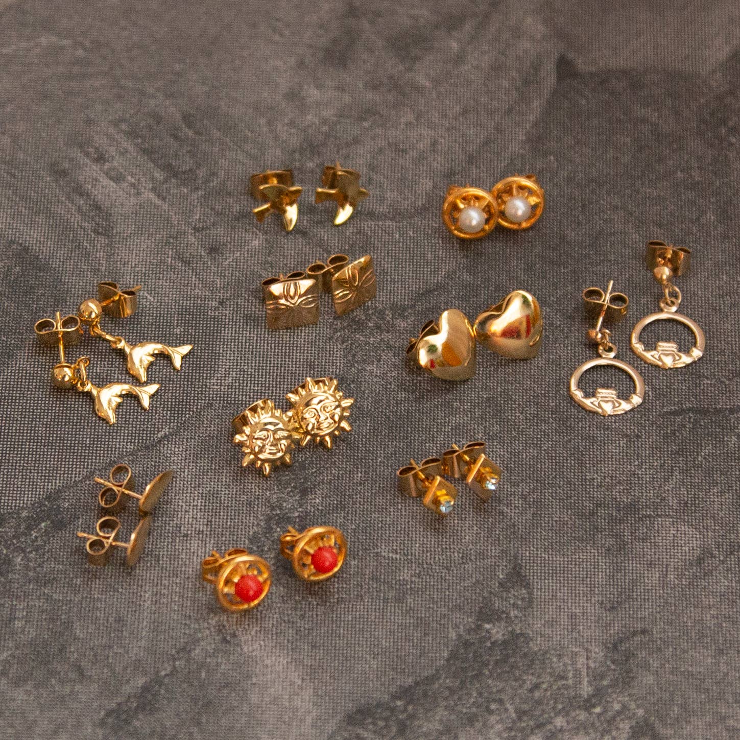 Mystery Pair! Vintage Gold Stud Earrings by Kindred Objects