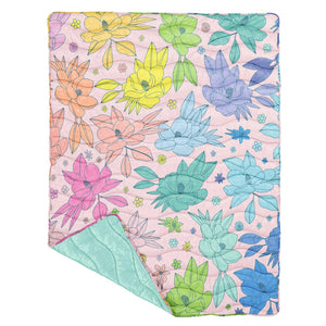 Eco-Friendly Lightweight Blanket made from Recycled Materials - Rainbow Floral.