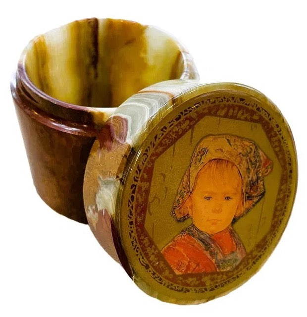 Edna Hibel Vintage Marble Trinket Box