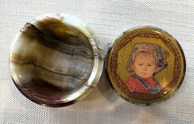 Edna Hibel Vintage Marble Trinket Box