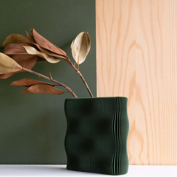 Elegant Green Wooden Dried Flower Vase.