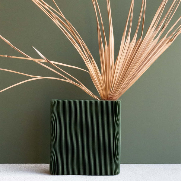 Elegant Green Wooden Dried Flower Vase