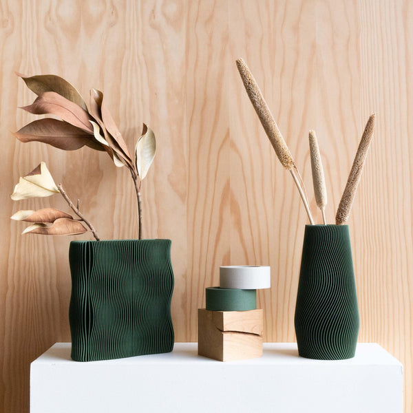 Elegant Green Wooden Dried Flower Vase.