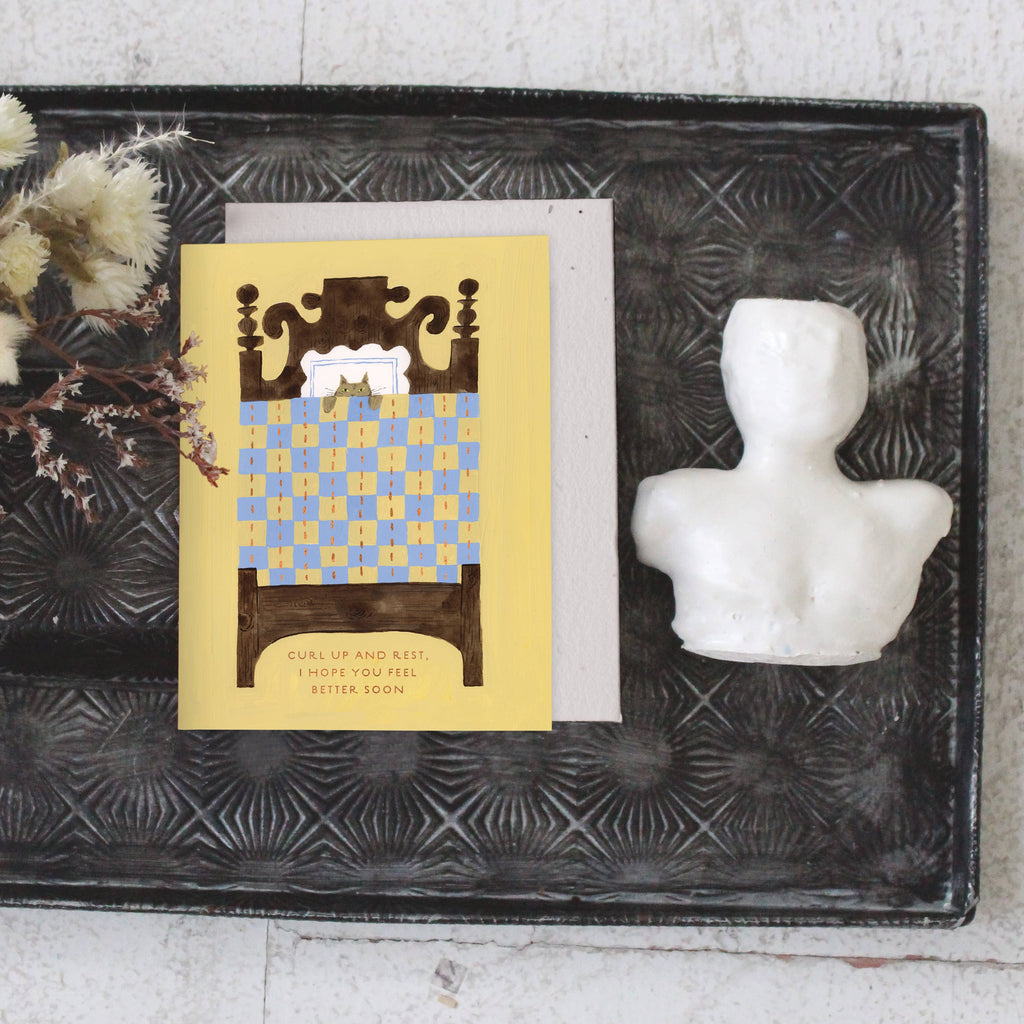 Seedlings - Cat Nap - Get Well Card