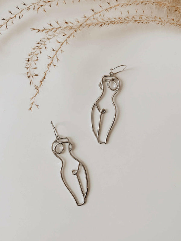 Feminine Silhouette Outline Statement Earrings.