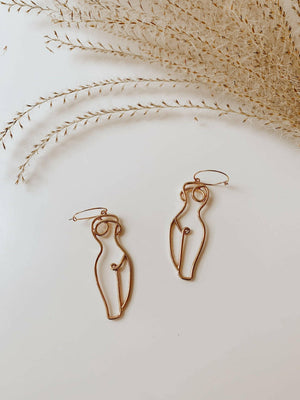 Feminine Silhouette Outline Statement Earrings.