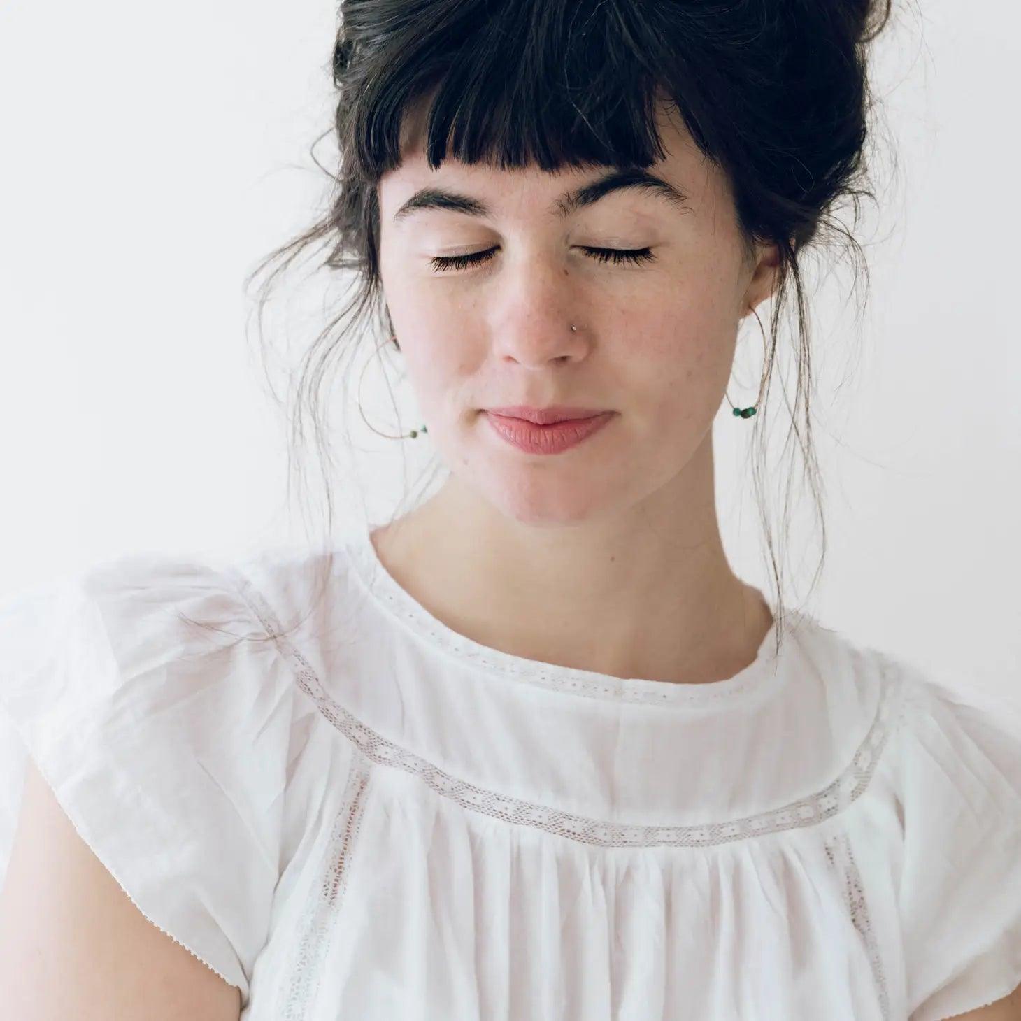 Genuine Turquoise Beaded Hoop Earrings.