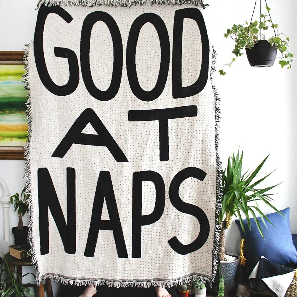 Good At Naps Knit Throw Blanket.