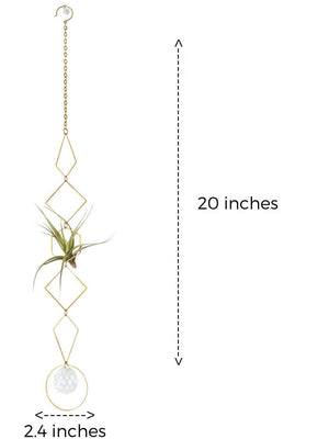 Handmade Brass Wall Air Plant Hanger with Crystal Prism - Ruby's Old & New