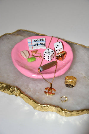 Handmade Bright Pink Ceramic Tray 