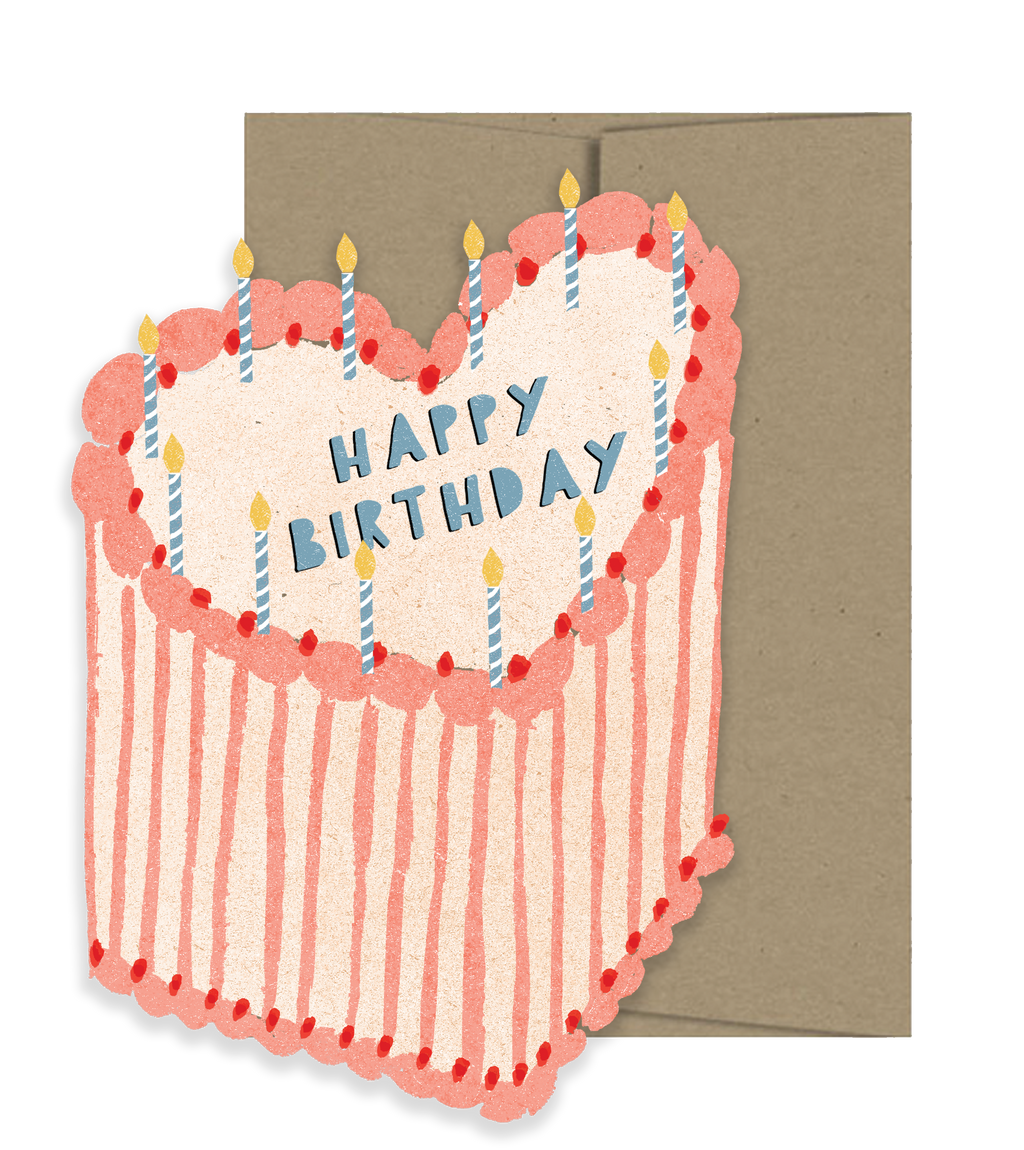 Heart Cake Birthday Greeting Card by Isatopia