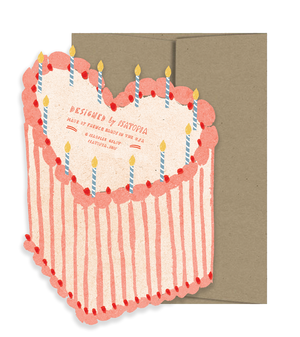 Heart Cake Birthday Greeting Card by Isatopia
