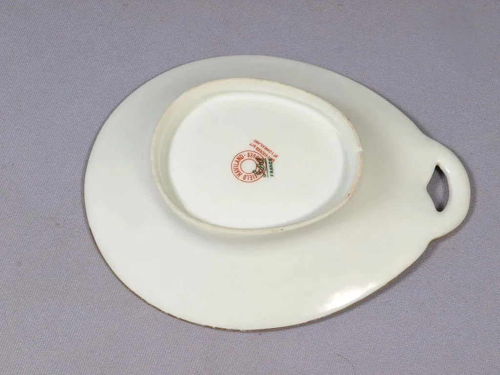 Havilland Limoges Small Porcelain Vintage Tray with Hand Painted Rose and Gold Accents