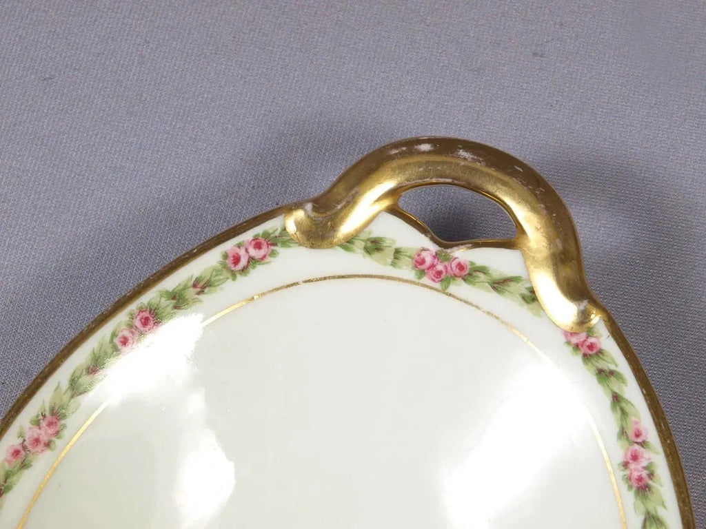 Havilland Limoges Small Porcelain Vintage Tray with Hand Painted Rose and Gold Accents
