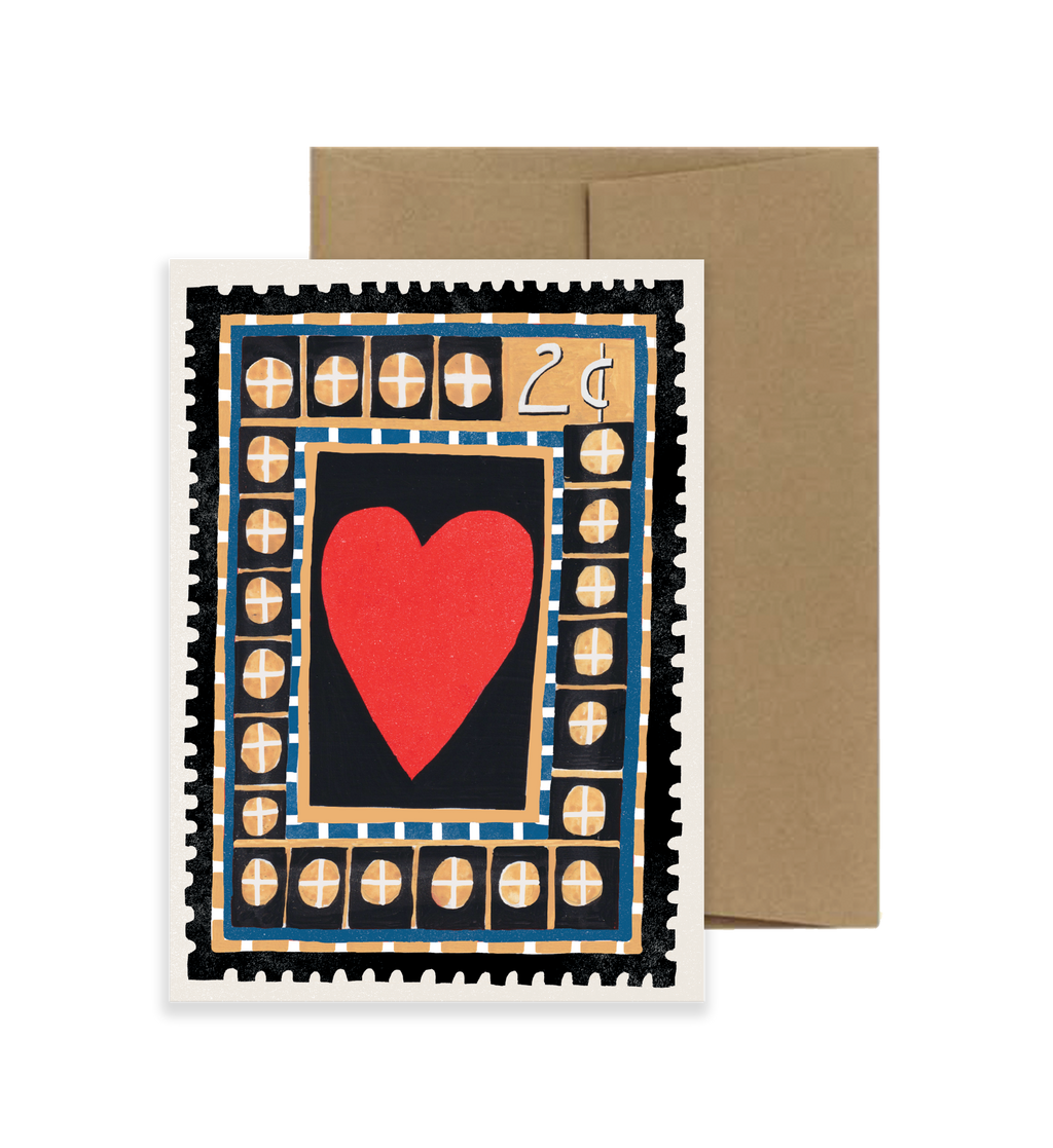 Heart Postage Stamp Greeting Card by Isatopia