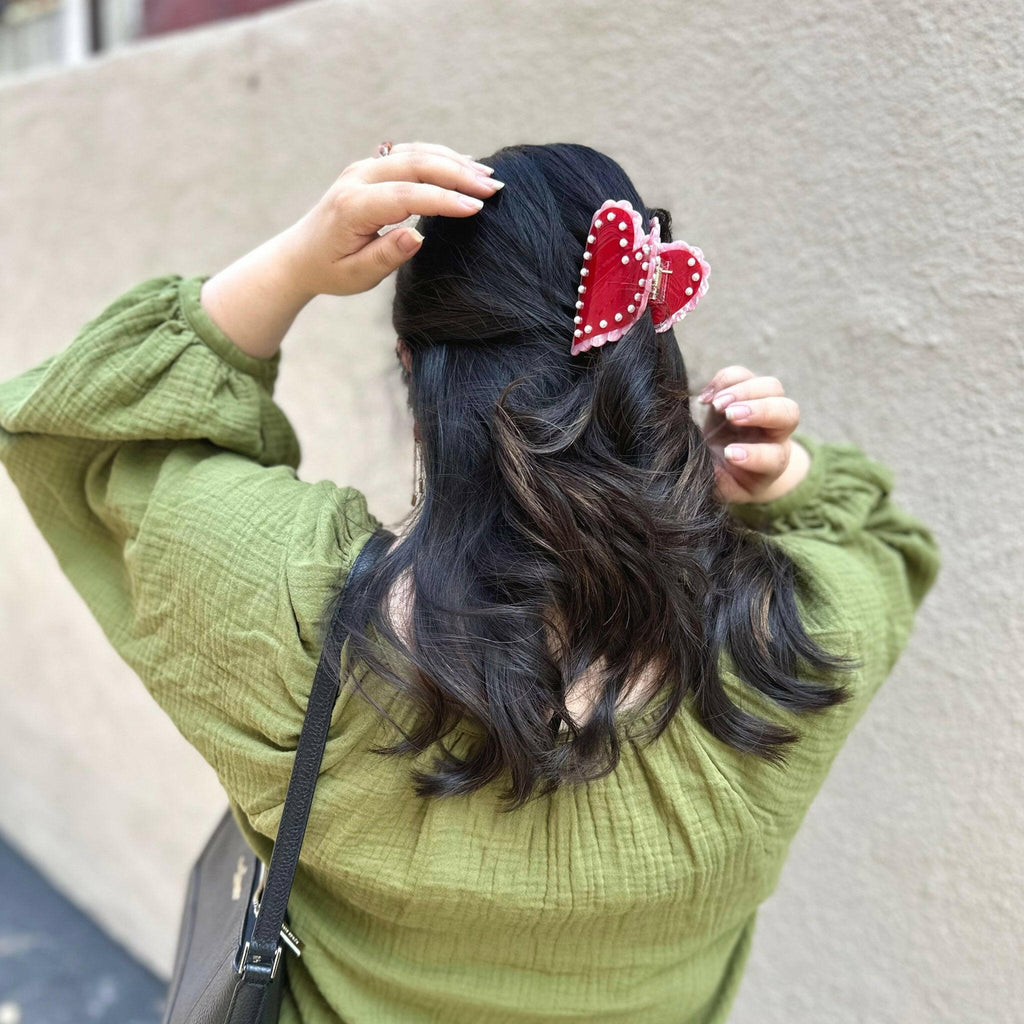 Kitschy Retro Red Heart Hair Claw.