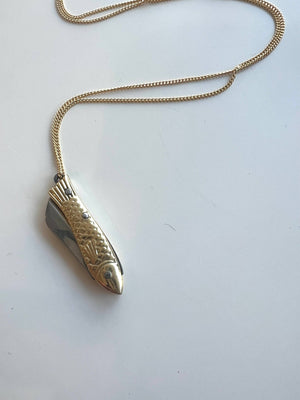 La Sardine Brass Pocket Knife Necklace by Océanne - Ruby's