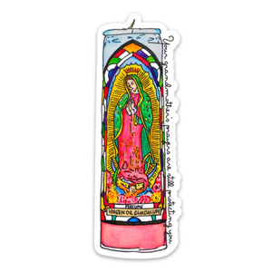 La Virgencita Prayer Candle Sticker - Dia de los Muertos - Ruby's Old & New